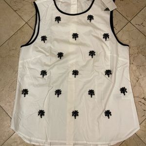 J  crew black and white sleeveless shirt